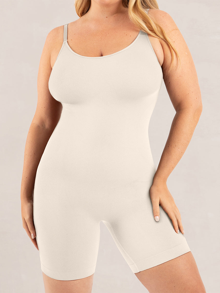 Shapermint Essentials All Day Every Day Scoop Neck Mid-Thigh Bodysuit