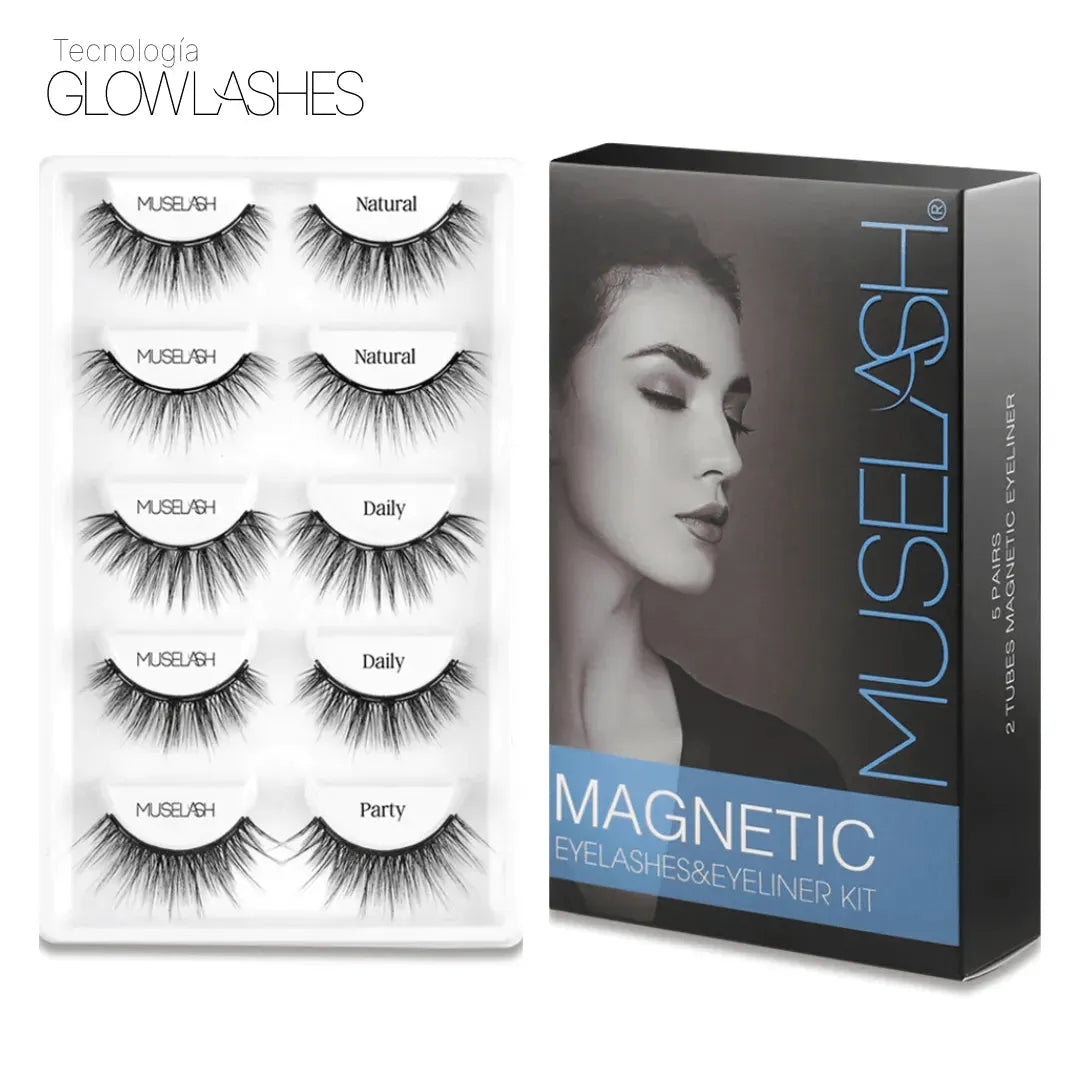Muselash® 5 Pares de Pestañas Magnéticas Reutilizables + Regalos