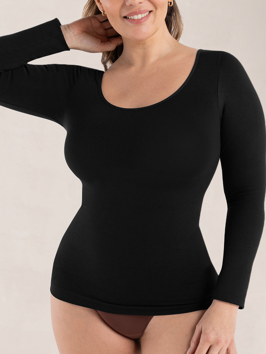 Camiseta Moldeadora de Manga Larga Glow Essentials™ – Comodidad Todo el Día