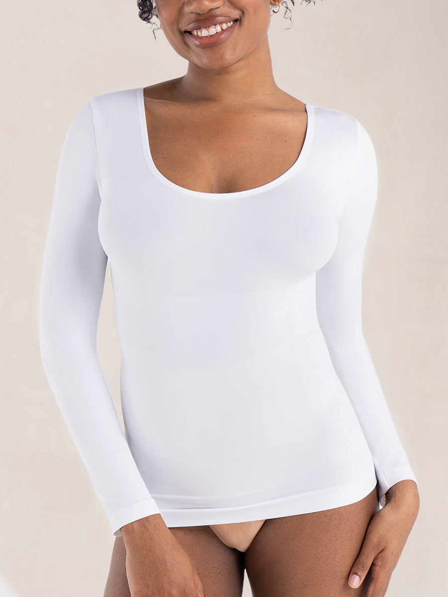 Camiseta Moldeadora de Manga Larga Glow Essentials™ – Comodidad Todo el Día